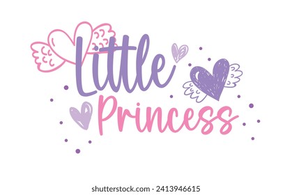 Little Princess  slogan vector with heart shapes illustration for t-shirt and other uses