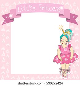 Little Princess Unicorn Background Vector Illustration EPS10. Hand drawn cute princess.