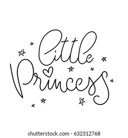 Little Princess Vector poster with decor elements. Handdrawn card for child. Little Princess girl phrase and inspiration quote. Design for t-shirt, prints, card or invitation.