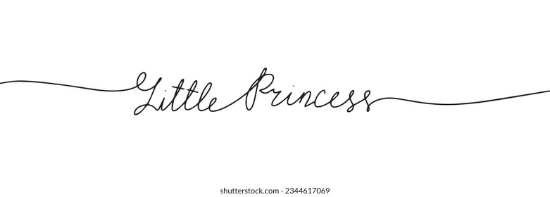 Little Princess word isolated on white background. Handwriting text one line continuous. Vector illustration.