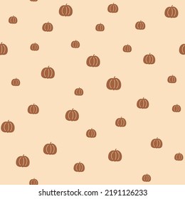 Little pumpkin pattern. Boho pumpkin seamless pattern. Tiny halloween pumpkins background. Cute thanksgiving print. Cartoon pumpkins illustration. Autumn season textile, happy fall vector surface.