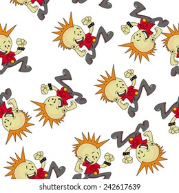 little punk seamless pattern on white