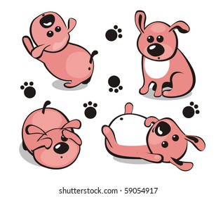 Little puppy in different poses