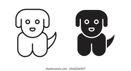 Little puppy icons in flat and line style set.
