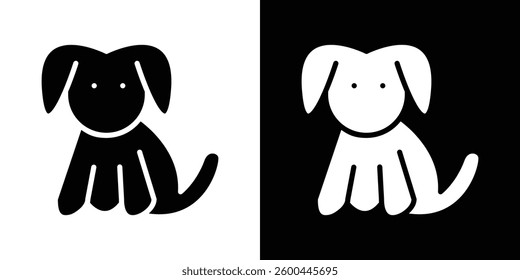 Little puppy icons vectors set in solid style.
