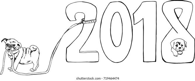 little puppy leads on a leash new year
