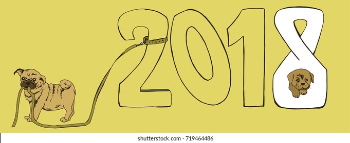 little puppy leads on a leash new year
