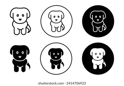 Little puppy vector icon set collection. Little puppy Outline flat Icon.