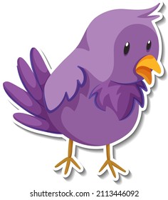 Little purple bird animal cartoon sticker illustration
