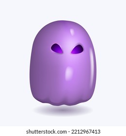 Little purple ghost. 3d realistic object for halloween design