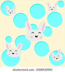 Coelho pequeno no fundo, cores diferentes, ilustração do vetor de fundo amarelo, desenho animado