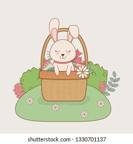 little rabbit with basket easter character