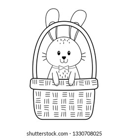 little rabbit in basket easter character