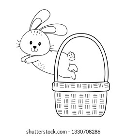 little rabbit in basket easter character