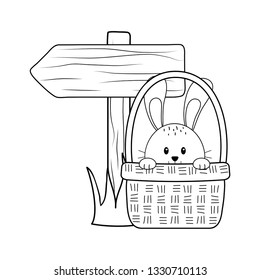 little rabbit in basket easter character