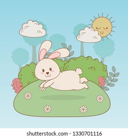 little rabbit in the camp easter character
