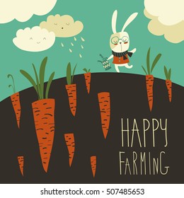 Little rabbit and carrot field