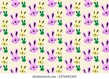 Little rabbit cartoon pattern background. 