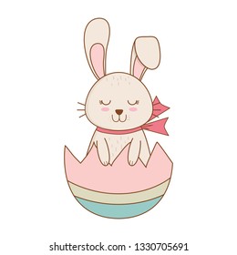 little rabbit with egg broken painted easter character
