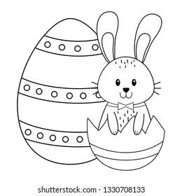 little rabbit with egg broken painted easter character