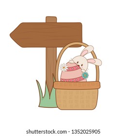 little rabbit with egg painted and arrow guide