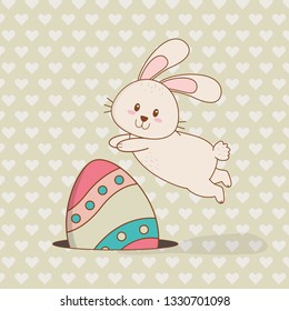 little rabbit with egg painted easter character