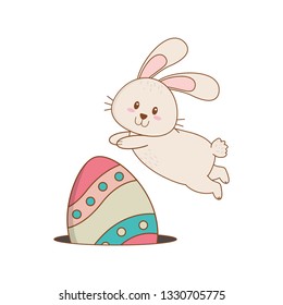 little rabbit with egg painted easter character