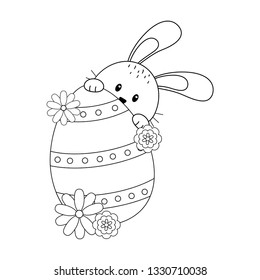 little rabbit with egg painted easter character