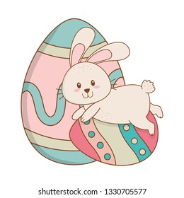 little rabbit with eggs painted easter character