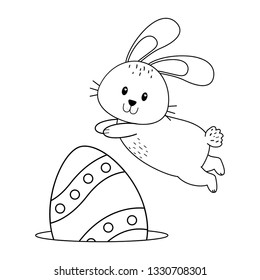 little rabbit with eggs painted easter character