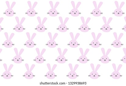 Little rabbit face, pink, white background, concept of Easter, illustration - vector 