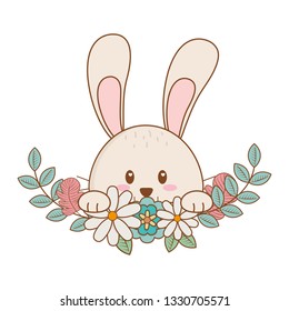 little rabbit with flowers easter character