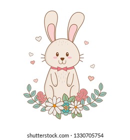 little rabbit with flowers easter character