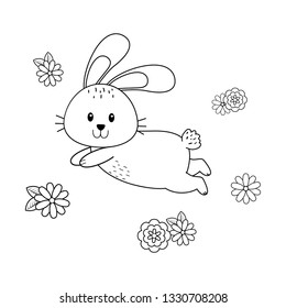 little rabbit with flowers easter character