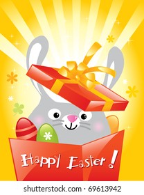 little rabbit in gift box, Easter surprise present