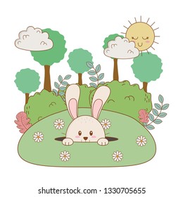 little rabbit in the landscape easter character
