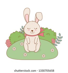 little rabbit in the landscape easter character