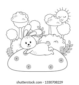 little rabbit in the landscape easter character