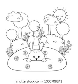 little rabbit in the landscape easter character