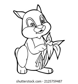 little rabbit line vector illustration,isolated on white background,top view