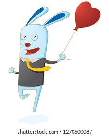 little rabbit running with balloon