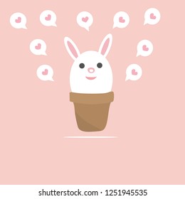 Little rabbit in the throat Pink background Illustrations and Vectors