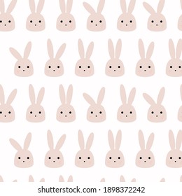 Little rabbit vector seamless pattern. Symmetric cute pattern. Spring holidays, Valentine's Day. 