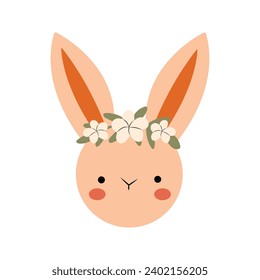 Little rabbit vector.Scandinavian-inspired vector illustration with a cute bunny . Prints with inscriptions for children's clothes, cards and posters. Painting for children's room.