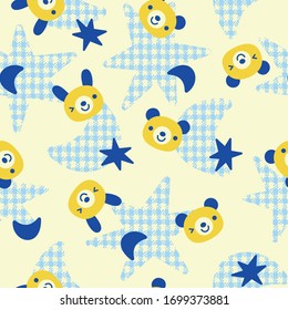 Little rabbits bear illustration material pattern
