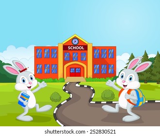 Little rabbits are going to school