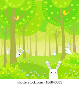 little rabbits in the summer wood