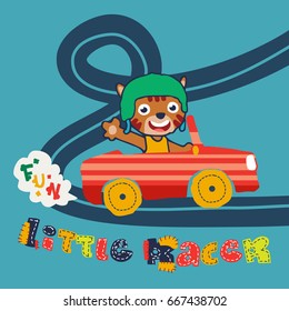 little racer. cute bear. vector cartoon illustration