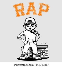 The little rapper with 0 cash, vector illustration