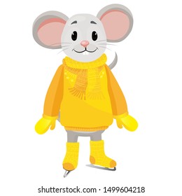 A little rat. 2020 of the rat. Chinese New Year. Cartoon vector illustration isolated on a white background.